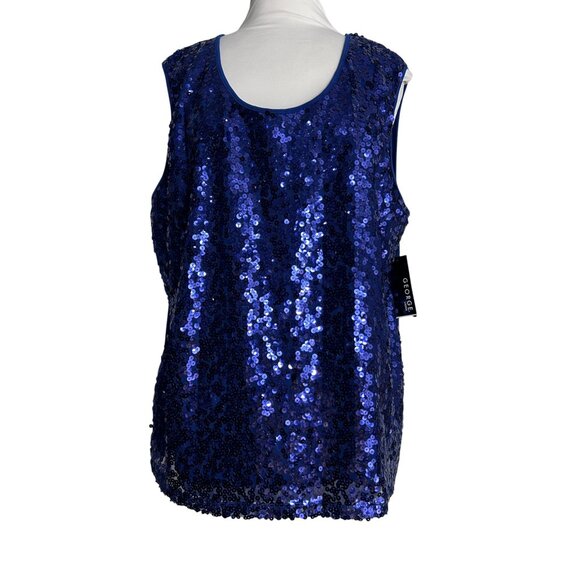 George Sparkly Blue Sequin Tank Top Size XXL Dressy Holiday Shell Party New - Picture 1 of 8